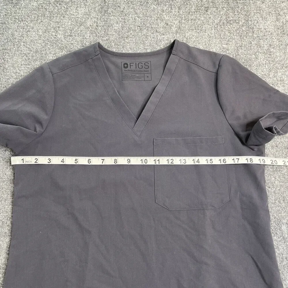 Figs Scrub Top Womens Size Small Technical Collection Front Pocket Gray - Picture 4 of 6